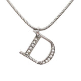 Christian Dior D Logo John Galliano Rhinestone Silver Necklace