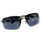 Chanel Silver Navy Blue Rimless Sunglasses 4009