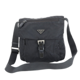 Prada Black Tessuto Nylon Logo Crossbody Shoulder Messenger Buckle Bag