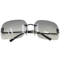 Chanel Rhinestone CC Logo Grey Tinted Black Rimless Sunglasses
