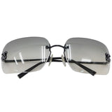 Chanel Rhinestone CC Logo Grey Tinted Black Rimless Sunglasses
