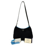 Prada Black Blue Nylon Cleo Shoulder Bag