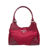 Prada Red Nylon Tessuto Leather Shoulder Bag