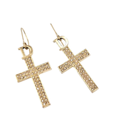 Christian Dior John Galliano Gold Cross Crucifix Rhinestone Earrings