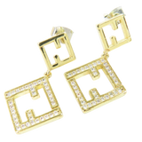 Fendi FF Rhinestone Gold Logo Earrings