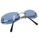 Chanel Blue Tinted Silver CC Logo Rimless Sunglasses 4002