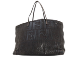 Fendi Black Brown Zucca Woven Calf Leather Tote Bag