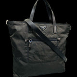 Prada Black Nylon Tessuto Leather Crossbody Tote 2 Way Bag