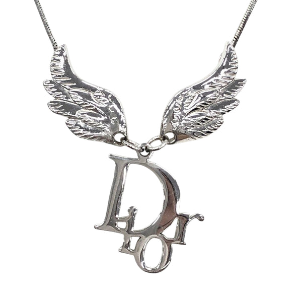 Christian Dior Silver Logo Wing Necklace John Galliano