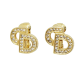 Christian Dior Gold Logo Rhinestone CD Earrings