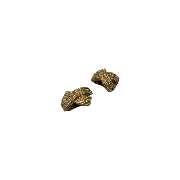 Christian Dior Gold 1980s crossed clip on earrings