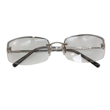 Chanel CC Logo Silver Clear Rimless Rhinestone Sunglasses 4093-B