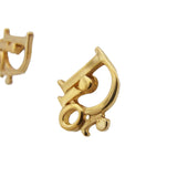 Christian Dior Logo Spellout Gold Hoop Earrings