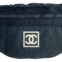 Chanel Sport Black White CC Logo Shoulder Crossbody Banana Bag