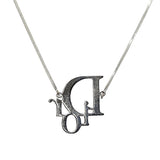 Christian Dior Silver Logo Monogram Vintage Chain Necklace