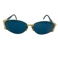 Fendi Black Gold Blue Tinted Logo Sunglasses FS 293