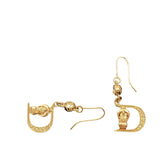 Christian Dior Logo Buckle Gold Rhinestone Crystal Hoop Earrings