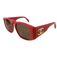 Chanel Runway Coral Red Gold Vintage 90s Sunglasses 0004 40