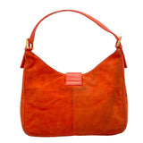 Fendi Orange Gold Suede Leather Glitter Mamma Shoulder Bag