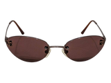 Chanel CC Logo Dark Brown Silver Rimless 4003