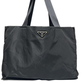Prada Nylon Black Logo Nylon Tote Shoulder Bag