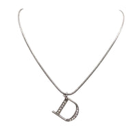 Christian Dior D Logo John Galliano Rhinestone Silver Necklace