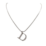 Christian Dior D Logo John Galliano Rhinestone Silver Necklace