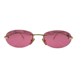 Christian Dior Pink Red Gold Rimless Logo Sunglasses