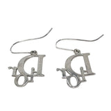 Christian Dior Logo Spellout Silver Hoop Earrings
