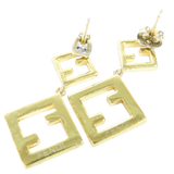 Fendi FF Rhinestone Gold Logo Earrings