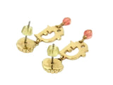 Christian Dior Gold Logo Rose Red Pink Crystal Earrings