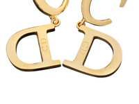 Christian Dior Monogram CD Logo Gold Hoop Earrings
