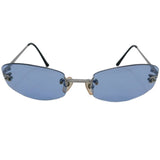 Chanel Blue Tinted Silver CC Logo Rimless Sunglasses 4002