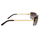 Chanel Rhinestone CC Logo Purple Tinted Gold Sunglasses