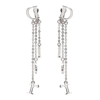 Christian Dior Silver Dangling Monogram Logo Earrings