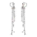 Christian Dior Silver Dangling Monogram Logo Earrings