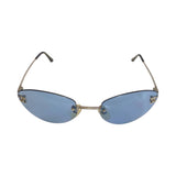 Chanel CC Logo Blue Silver Rimless 4003