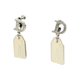 Christian Dior Couture Rhinestone Crystal Silver Beige Earrings