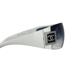 Chanel Swarovski CC Logo White Blue Tinted Sunglasses 5086-B