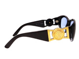 Versace Gold Medusa Black Blue Tinted Mod 424 Sunglasses