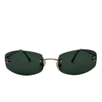 Chanel Dark Blue Tinted CC Logo Rimless Sunglasses 4002