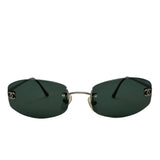 Chanel Dark Blue Tinted CC Logo Rimless Sunglasses 4002