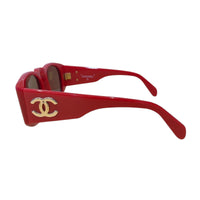 Chanel Runway Coral Red Gold Vintage 90s Sunglasses 0004 40