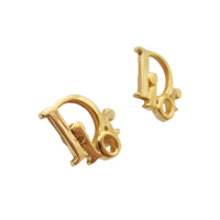 Christian Dior Logo Spellout Gold Hoop Earrings