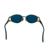 Fendi Black Gold Blue Tinted Logo Sunglasses FS 293