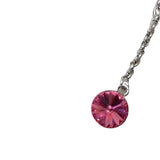 Christian Dior Logo Rhinestone Crystal Pink Ruby Rose Red Silver Dangle Earrings