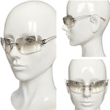 Chanel CC Logo Silver Clear Rimless Sunglasses 4068