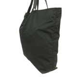 Prada Dark Green Black Logo Nylon Tessuto Metal Tote Shoulder Bag