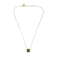 Christian Dior CD Logo Gold Black Square Vintage Necklace