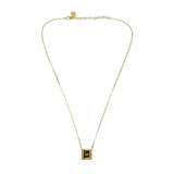 Christian Dior CD Logo Gold Black Square Vintage Necklace